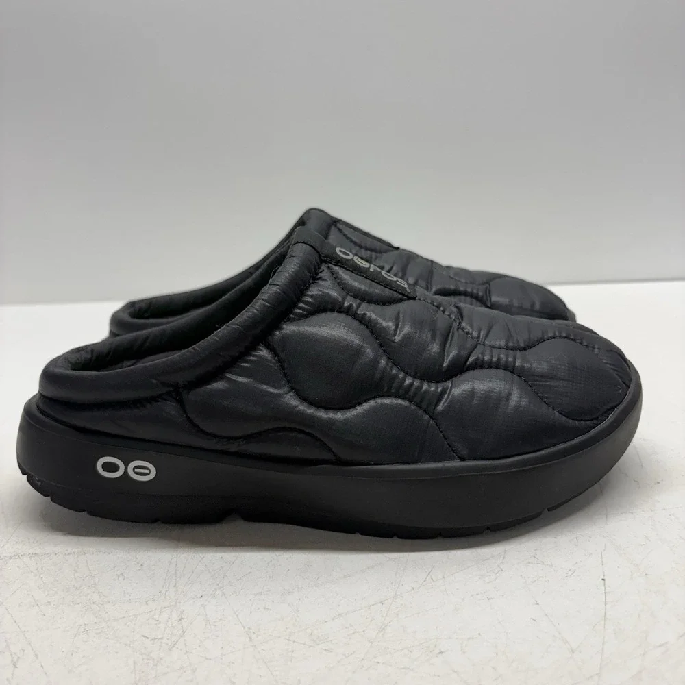 OOFOS OOCoozie Quilted Thermo Mule Clog Slip On Mens 8 EU 41 Black Recovery Shoe